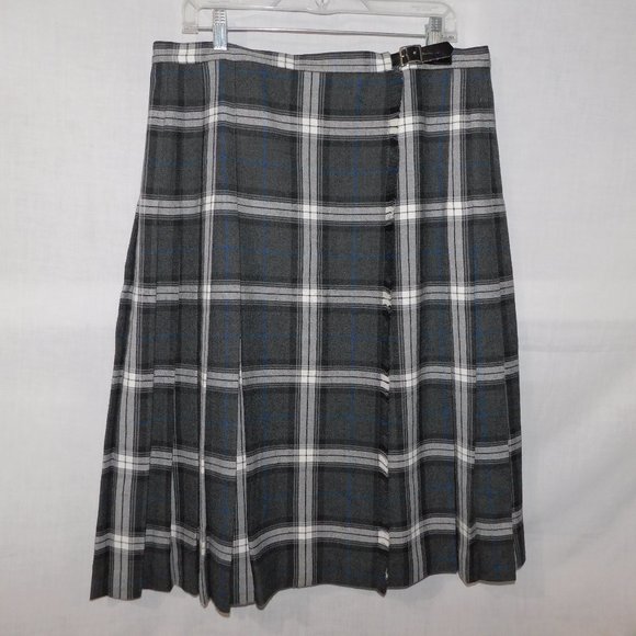 Elegant Checkered Midi Skirt in Gray - Picture 1 of 11